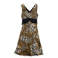 Rabbit Rabbit Rabbit Designs Dress Womens 10 Leopard Print V-Neck Back Tie NWT