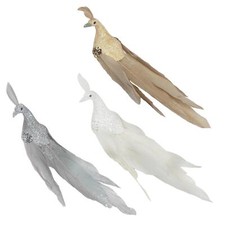 19cm Long Tailed Glitter Peacock Clip on Bird Christmas Tree Decoration - Choose