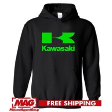 KAWASAKI BLACK HOODIE GREEN