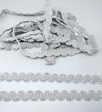 Silver Grey Gimp Edging Trim 2 Pieces - 1.5cm x 1.88m & 1.76m - Costumes Crafts