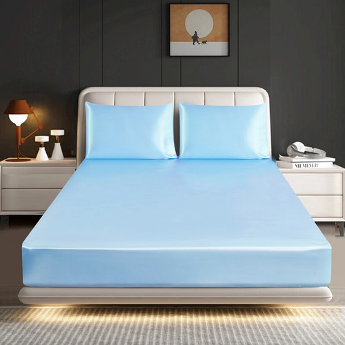Silk satin fitted sheet set - silk,