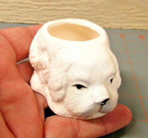 Ceramic dog head - ceramic, tiny
