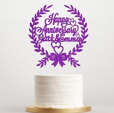 Personalised Wedding Anniversary Glitter Cake Toppers - Custom Cake Decorations