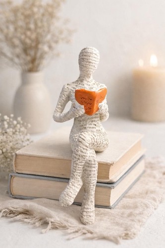 Shelf sitting reading figurine - shelf,