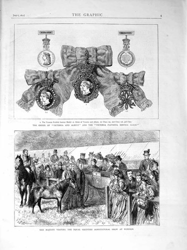 Old antique print 1872 queen - old,