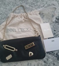 Genuine Jimmy Choo black leather handbag with authenticity card dust bag 