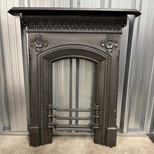 Restored Original Antique Victorian 1872 Cast Iron Bedroom Fireplace / Surround