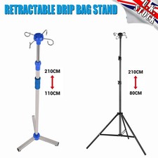4 Hook Adjustable Height IV Pole Portable Drip Bag Floor Stand for Clinic Home