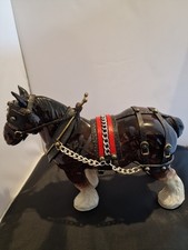 Vintage Ceramic Shire Horse Ornament In Harness