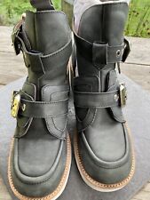 Rare Jeffrey Campbell Coltrane Leather Buckle Cut Out Boots Black size 8 bnwob