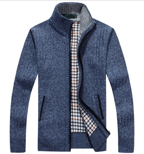 Blue men zip knitted - up,