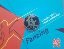 Carded Royal Mint BU 50p Olympic coin FENCING