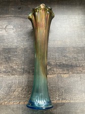 CARNIVAL GLASS ~ AQUA VASE ~