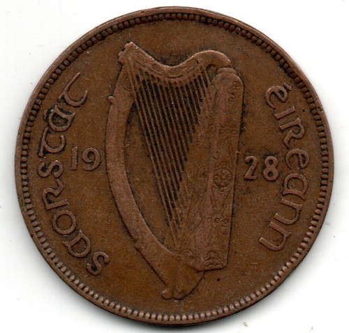 1928 one penny coin - penny,