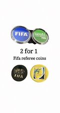 2 In 1 - 2x FIFA referee coin/ coin toss/ flip coin / Blue/Green and Yellow/Dark