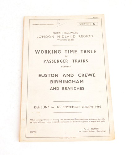 Railway working timetable - railway, br