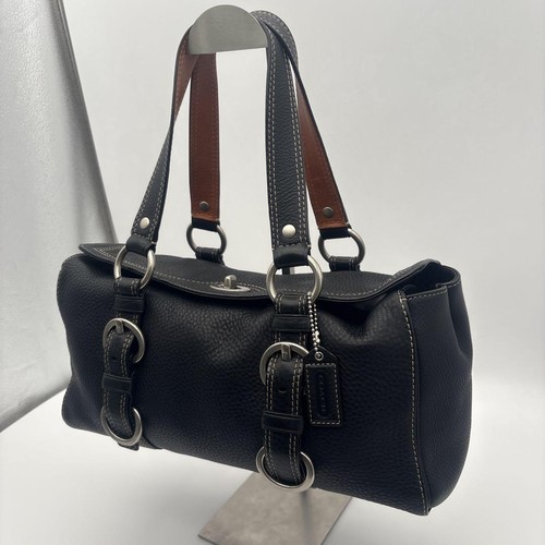 Coach black leather 2way - black,
