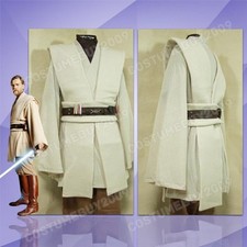 Star Wars Jedi Master Obi-Wan Kenobi Ben Tunic Cosplay Costume  +Cloak/Robe