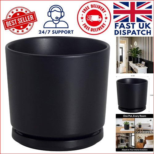 18cm black ceramic planter - 18cm,