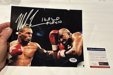 Mike Tyson Dual Signed Evander Holyfield 8x10 Boxing Photo PSA/DNA AUTO COA