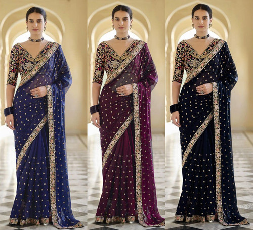 Georgette silk embroidery - , work