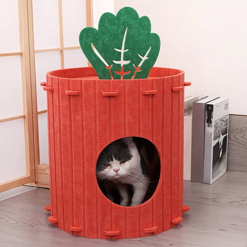 Felt carrot cat house hideaway - felt,