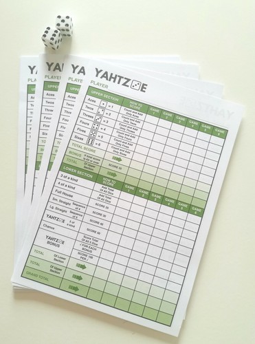 Yahtzee score sheets 384