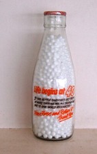 milk bottle  lovely old Jones of Purley : dairy " Life begins at 40 "