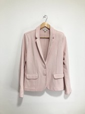 Whistles Women's Blazer UK 14 Pale Pink Cotton Textured Knit Long Sleeve