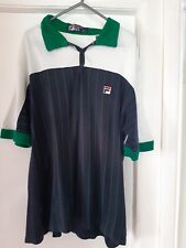 Fila Vintage White Line Polo Shirt. Size L.