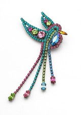 Butler & Wilson Articulated Hummingbird Statement Brooch Pin - Boxed