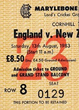 CRICKET TICKET - England v New Zealand (@ Lords 13.08) 1983