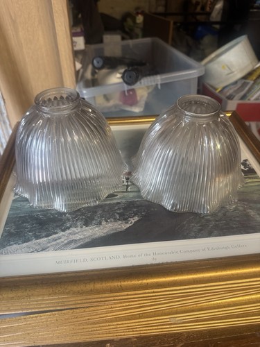 Vintage clear glass holophane - clear,