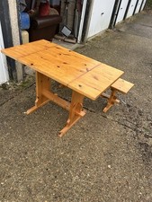Antique Pine Country Farmhouse Dining Table with Drop Leaf Design Good Conditio
