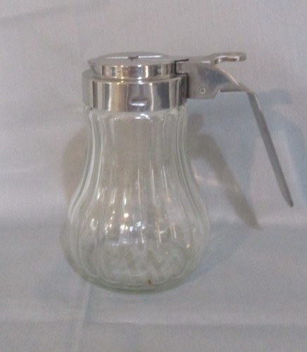 Vintage glass and chrome sugar - and,