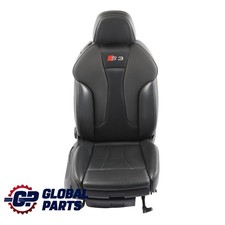 Audi A3 S3 8V 3 Door Seat Front Right O/S Heated Leather Black Dark Silver