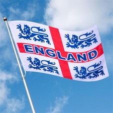 England 3 Lions Flag with 2 Metal Grommets 240x150cm,Perfect for Sporting Events