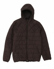 ADIDAS Boys Hooded Padded Jacket 13-14 Years Black Polyester BP40