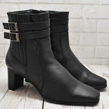 Womens Soleflex Black Leather Zip Up Mid Heel Ankle Boots UK 3 EUR 36