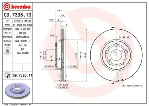 Brake disc internally - 2x,