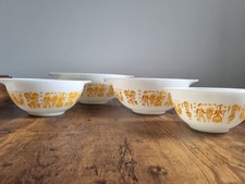 Vintage Pyrex Pumpkin Orange Amish Butterprint Mixing Bowls Set 441 442 443 444