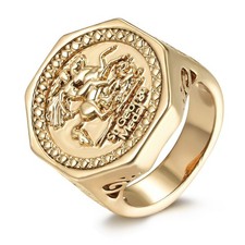 Unisex 9ct Gold Hexagon Dragon