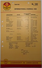 Petroliana; International Farmall Cub Tractor Shell Lubrication Chart No 1544