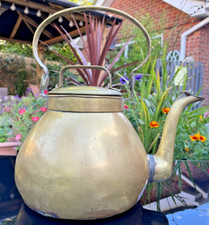 Large Antique Brass Kettle copper rivets rustic plenty of Character 2.5 KILO
