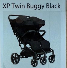 Deryan XL Twin Pram In Black Up to 22kg Per Seat O Months to 4years of Age New