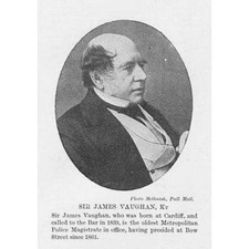 Sir James Vaughan Metropolitan Police Magistrate - Antique Print 1897
