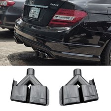 Black AMG Style Dual Square Exhaust Tips for Mercedes-Benz – Gloss Black Finish