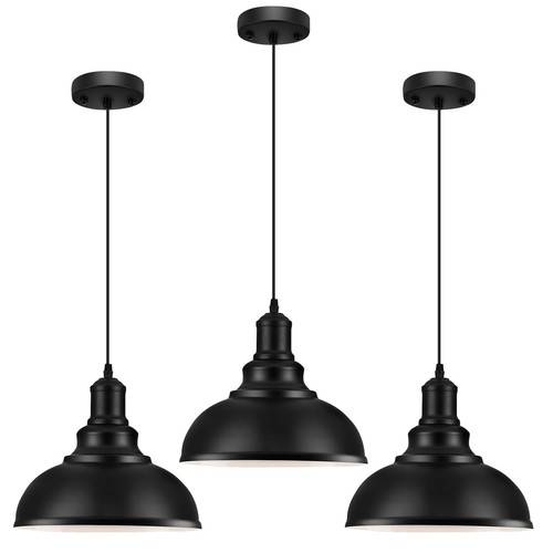 Black dome pendant - black, lights