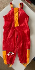 Kids waterproof dungarees in Red 4-6 yrs Adjustable straps & Stirrups Excellent 