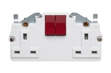 CRABTREE 13A 2 Gang Double Pole Switch Socket Red Rocker Interior 4316/1D/RD (8)